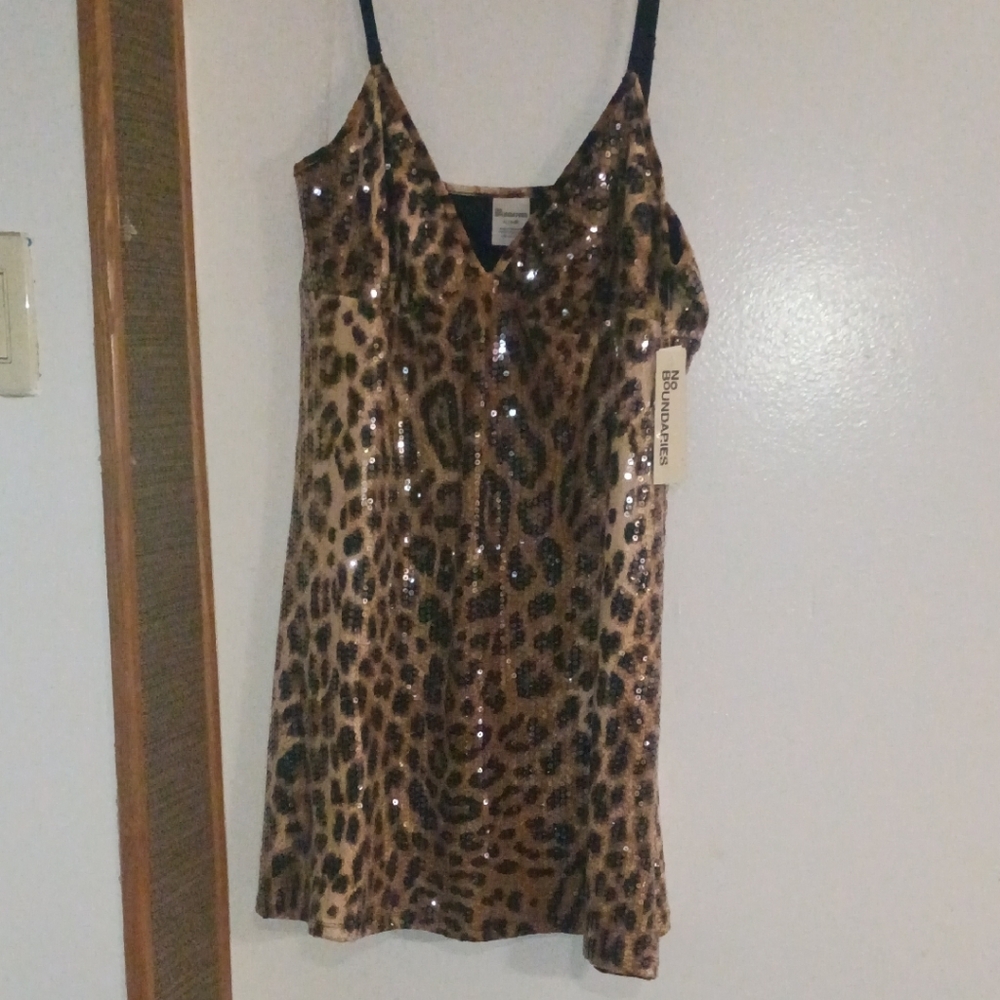 No Boundaries Leopard Print Sequin Blouse
